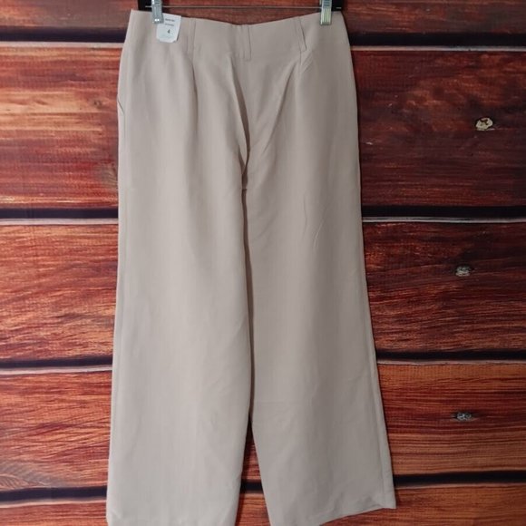 J.McLaughlin Maren Pants size 4 wide leg color BONE SOLID Ins30" NEW! $188 - Picture 2 of 9